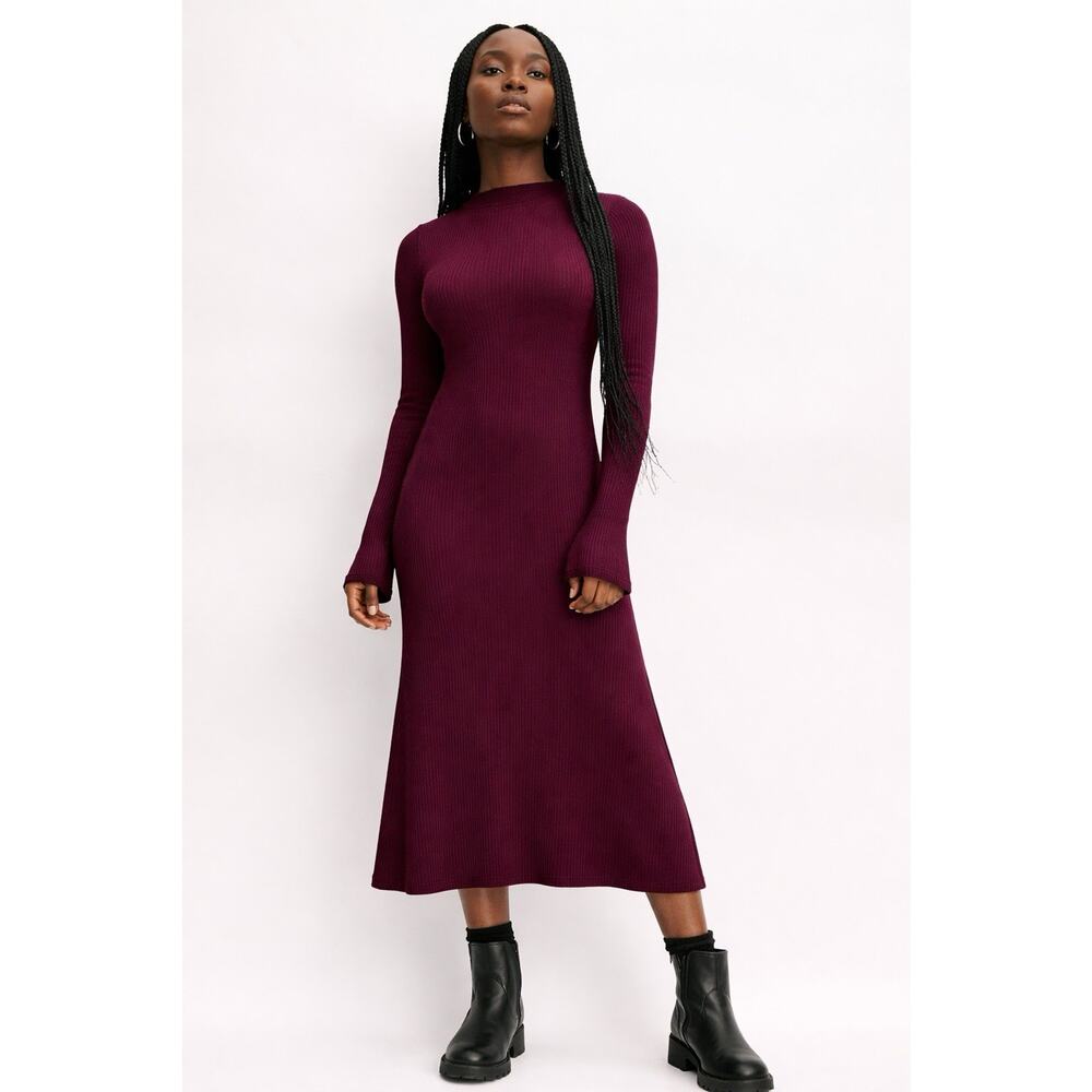 Everlane The Ribbed Mock Neck Midi Dress Capsule Minimalist Size Small NWT